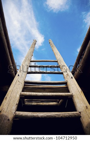 Ladder - the symbol of the career steps against blue sky