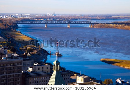 Mississippi River in downtown of Memphis, Tennessee.