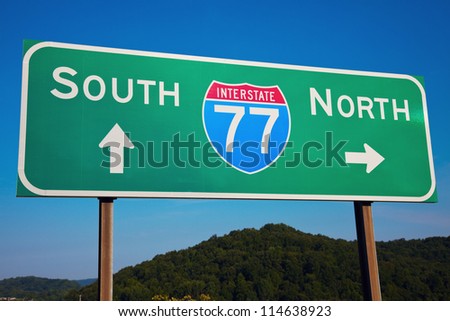 South or North? Highway 77 seen in Ohio, Cleveland area.