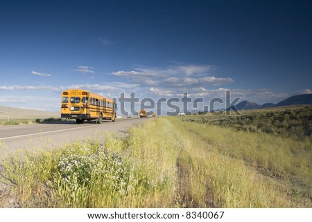 Blurred school bus on the road