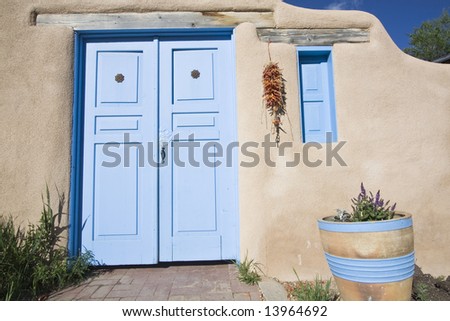 New Mexican styled front door and window - Taos, NM.
