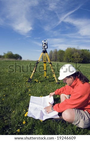 Analyzing a map - spring land surveying.