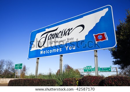 Welcome to Tennessee - road sign on the highway.