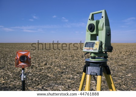 Surveying Equipment in the field - fall time.