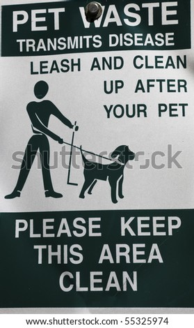 Clean up after your pet - sign in the park