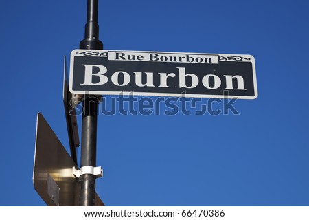 Famous Bourbon Street - historic district of New Orleans.