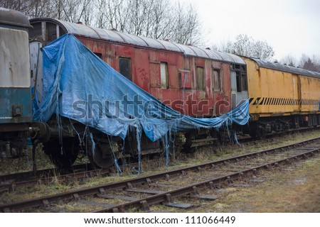abandoned trains in a train graveyard, england