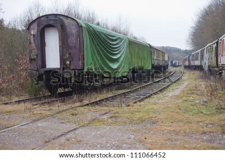 abandoned trains in a train graveyard, england