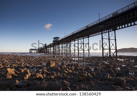 llandudno pier on a sunny morning after sunrise