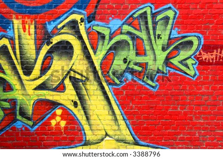 stock photo : flashy colorful graffiti wall for backgrounds or wallpapers