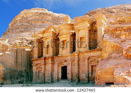 stock photo The monastery in world wonder Petra Jordan
