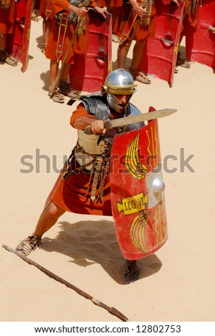 Roman soldiers during Roman show in Jerash, Jordan