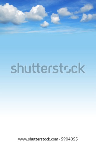 beautiful blue sky background with white fluffy clouds stock photo