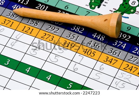 Golf tee and scorecard