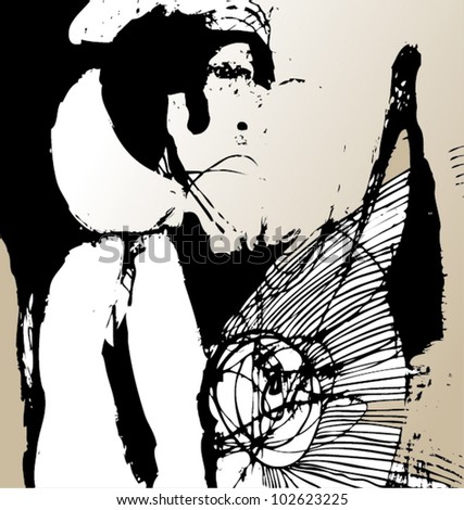 A Vector Illustration Of An Abstract Black And White Drawing