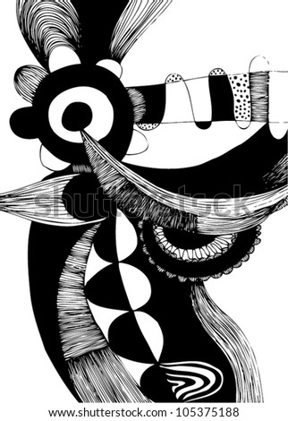 A Vector Illustration Of An Abstract Black And White Pattern Drawing