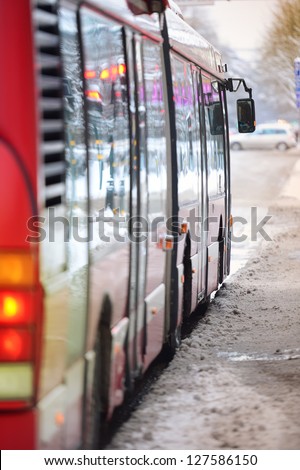 Bus on winter street