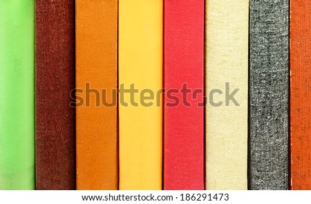 Close-up of books without titles books in bookshelf