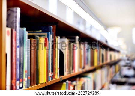Bookshelf, interior blurred