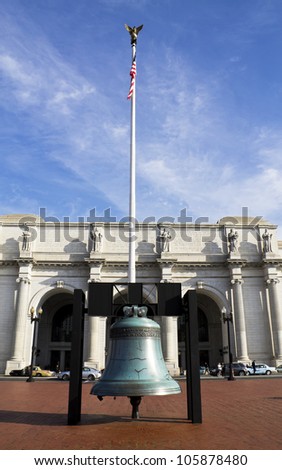 Liberty Bell in front of  Union Station, Washington DC, United States of America