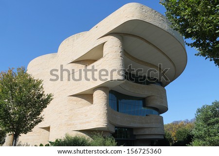 WASH DC - OCT 15: American Indian Museum in Washington DC, 2011 dedicated to life, languages, literature, history and arts of the Native Americans, The museum\'Â?Â?s architect is Douglas Cardinal