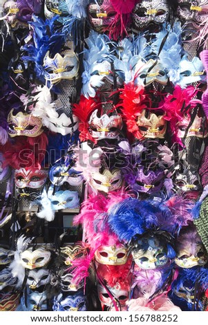 VENICE,ITALY- MARCH 03 :A shop full of traditional masks and souvenirs in a small street,in the Carnival days on MARCH 02,2013. During the Carnival people wear masks to conceal their identity.