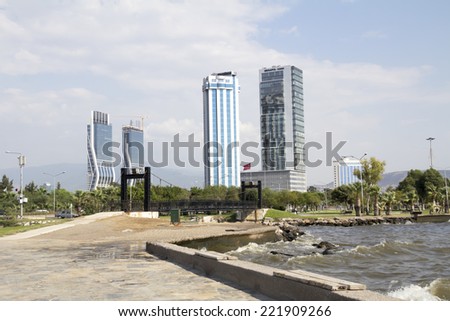 IZMIR, TURKEY - AUG 08: new and modern towers in city of Izmir, AUG 08, 2014 in Izmir, Turkey. Izmir is the third most populous city in Turkey.