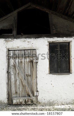 Old shed with the wooden door