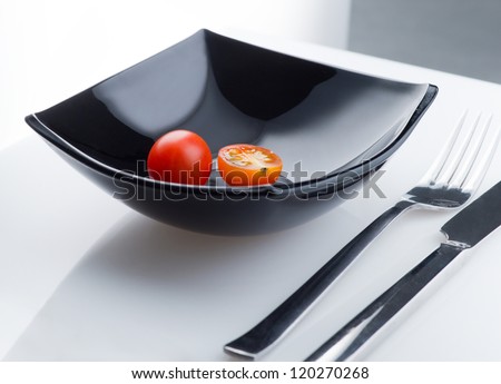 Tomatoes in the black plate