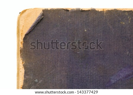 Texture of old book cover on white background