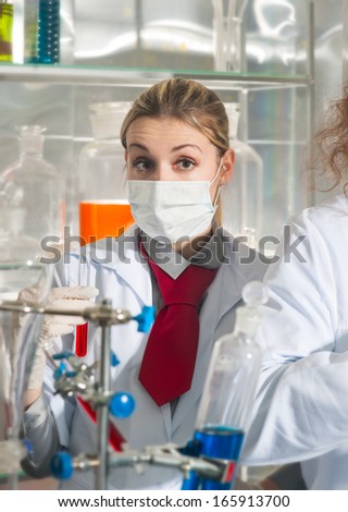 Student doing practical work in chemistry