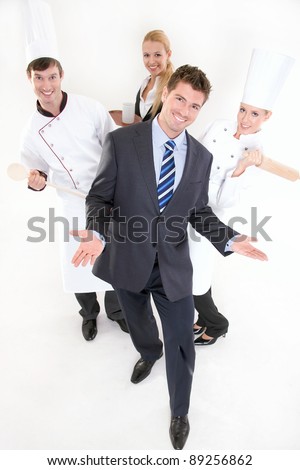 Happy restaurant staff
