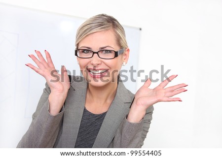 funny business woman posing in office
