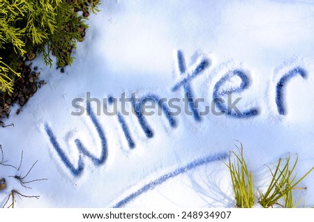 Winter background : writing in snow.