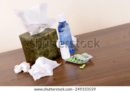 Tissue box, used tissues various medicine.