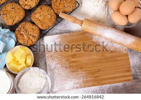 Baking cookie, ingredient, copy space