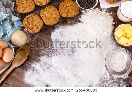 Baking background, cookie, ingredient, copy space