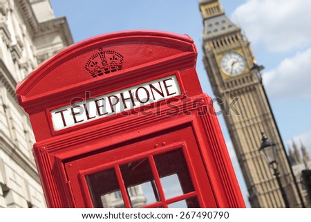 London telephone box, red, big ben
