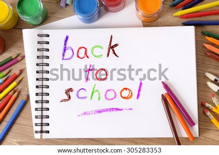 Back to school message writing, desk, classroom