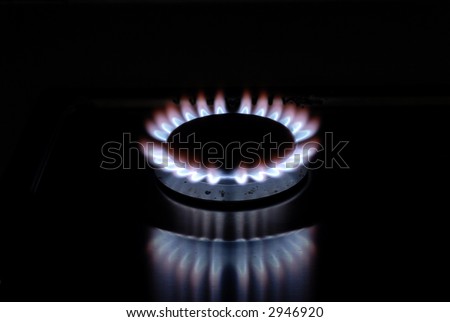 A kitchen gas cooking supply, red flames
