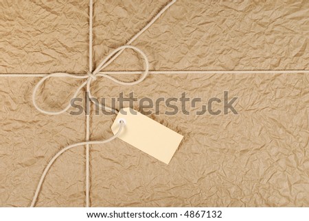 Parcel package brown paper background, label