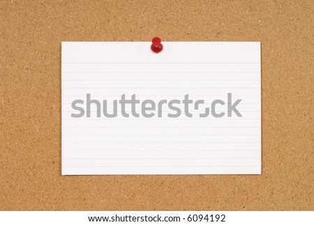 White index card, cork background