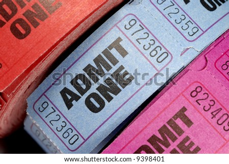 Rolls of admission tickets.