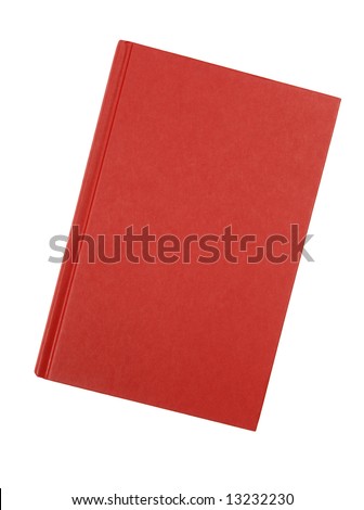 Book : front view of a plain red hardback book cover isolated against white background