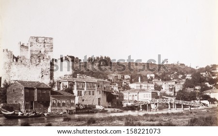 ISTANBUL, TURKEY - CRICA 1900: Vintage cityscape of Istanbul, Turkey, circa 1900.