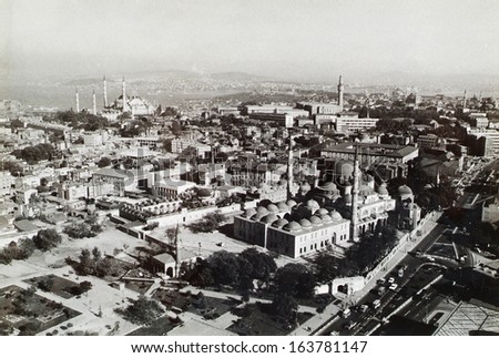 ISTANBUL, TURKEY - CIRCA 1900's :Vintage cityscape of Istanbul, Turkey, circa 1900s.