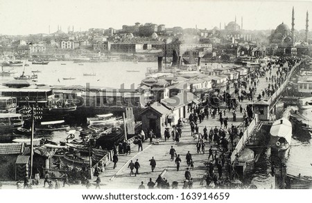 Istanbul, Turkey - Circa 1900'S :Vintage Cityscape Of Istanbul, Turkey, Circa 1900s.