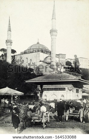 ISTANBUL, TURKEY - CIRCA 1900's :Vintage cityscape of Istanbul, Turkey, circa 1900s.