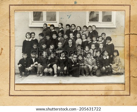 ISTANBUL, TURKEY, CIRCA 1950s -Vintage photo of unidentified group of school children. Istanbul, Turkey, circa 1950s