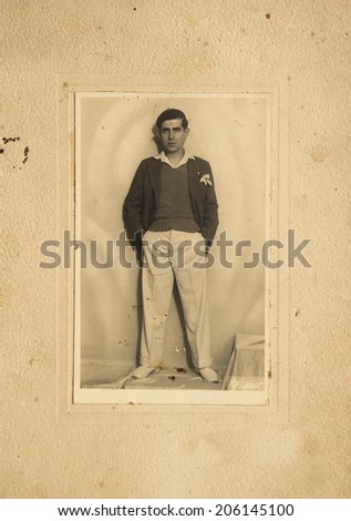 ISTANBUL-Turkey, Circa 1940s : Young turkish man portrait .Circa 1940\'s